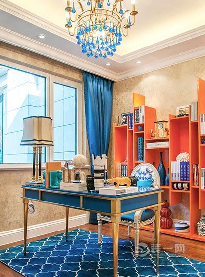 美式现代两居室样板房 巴中装一网打造蓝色复古调