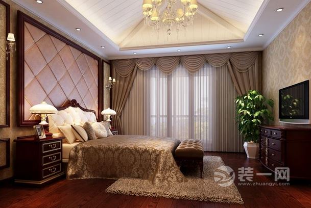 欧美风情卧室窗帘装修设计效果图