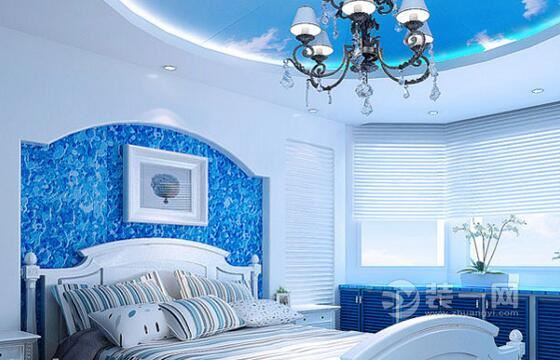蓝与白完美造就地中海风卧室六安家装装修设计