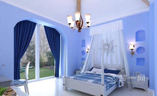蓝与白完美造就地中海风卧室六安家装装修设计