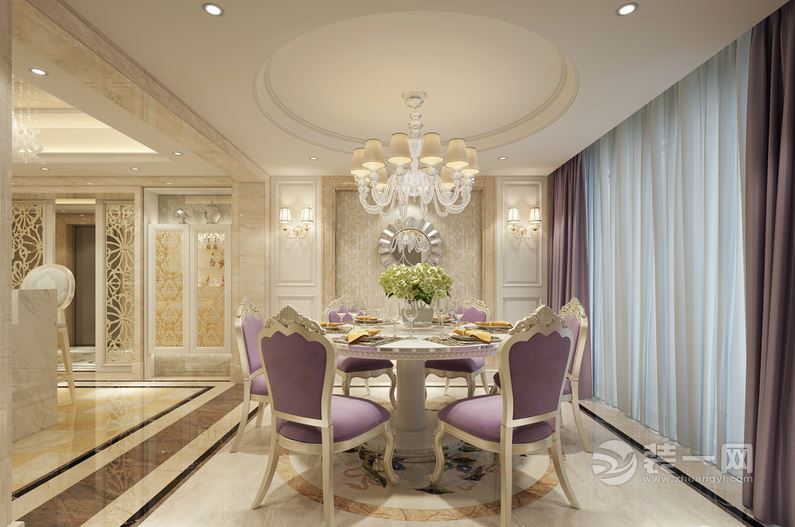 梦幻紫色餐厅新古典风格装修效果图