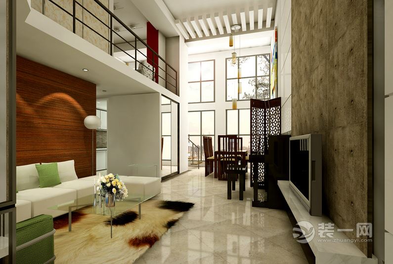 loft户型客厅现代简约风格装修效果图