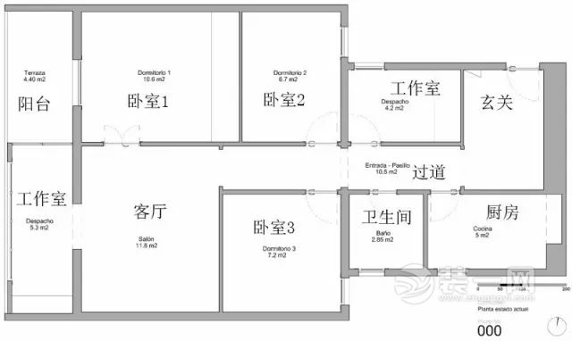 70平米两居室装修平面图