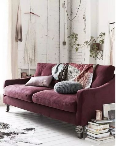 沙发色彩搭配设计 紫红色