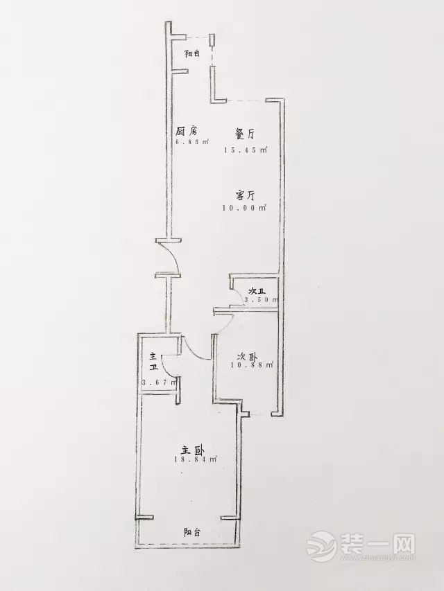 113平米两居室装修平面图