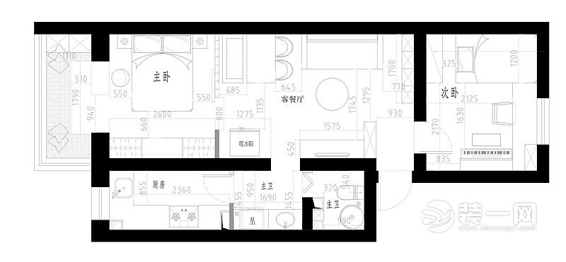 60平米一居室户型图