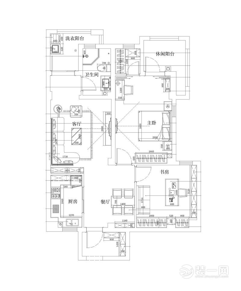 94平米二居室户型图