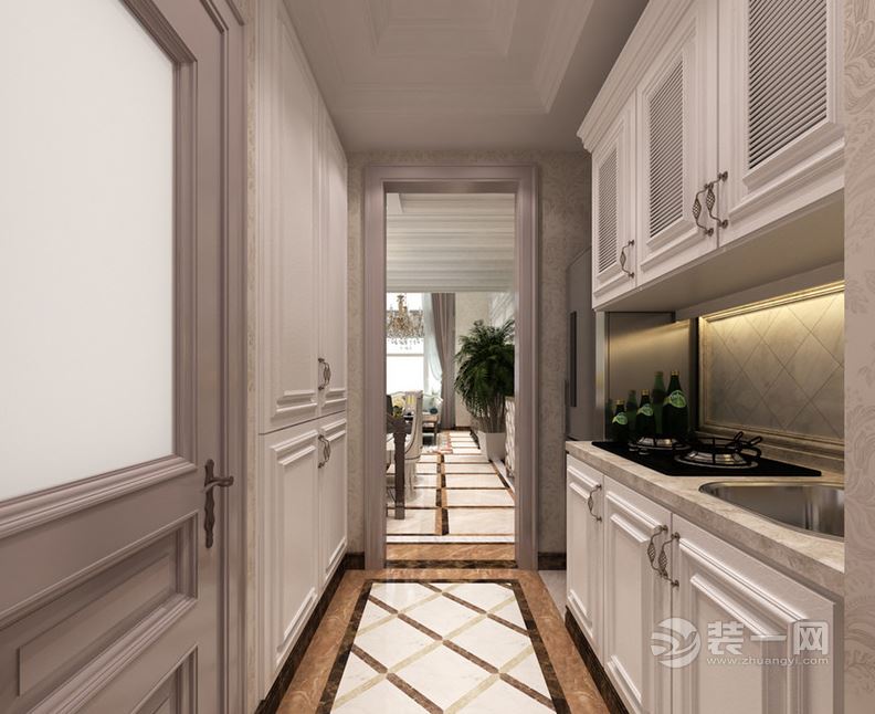 53平米复式摩登新古典风格厨房装修效果图