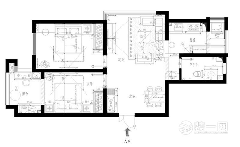 103平方米三居室户型图