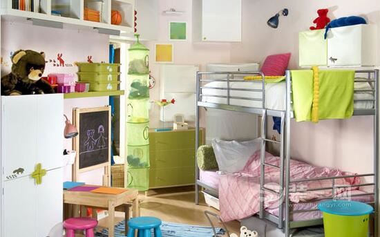 室内装修装潢设计 家装空间设计 创意叠加 双人儿童房六安装修装潢设计