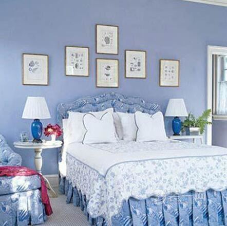 优雅蓝调 六安装饰设计蓝色卧室背景墙心动