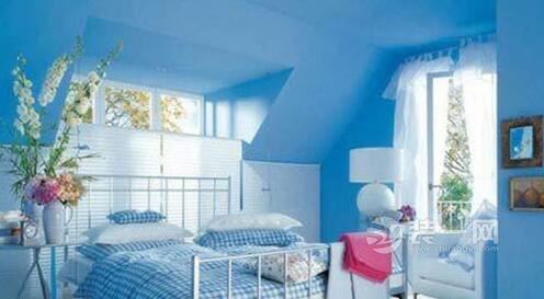 优雅蓝调 六安装饰设计蓝色卧室背景墙心动