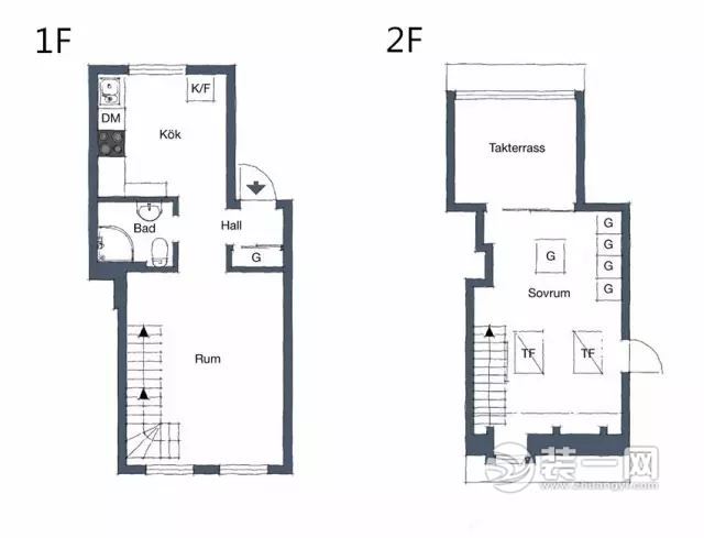 49平米单身loft公寓小户型平面户型图