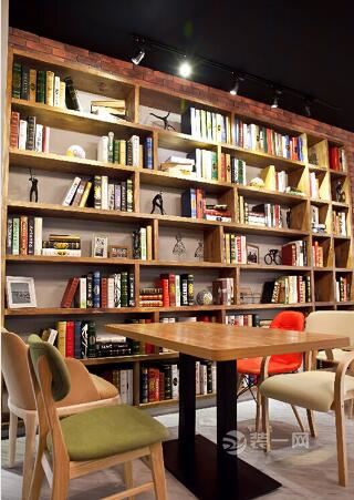 复古工业风装修效果图 成都装修公司咖啡书店设计案例