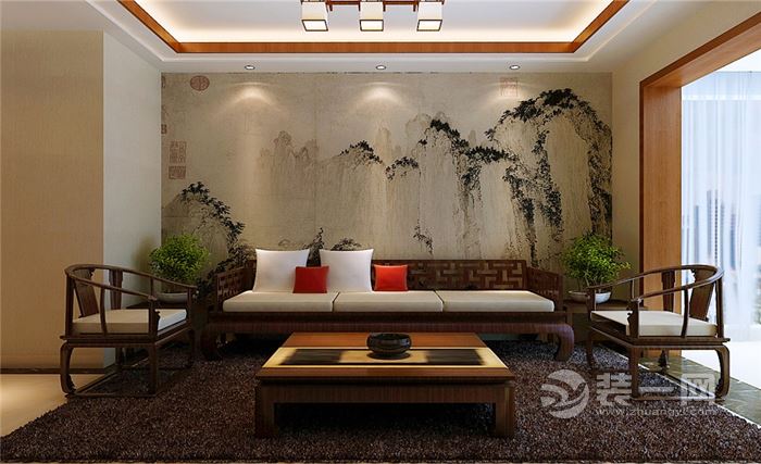80㎡新中式风格装修案例，沙发背景墙好有文化韵味