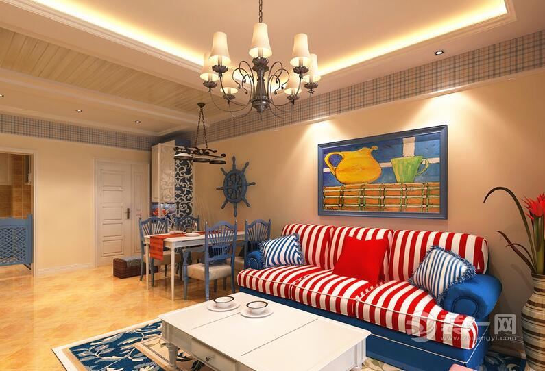 浪漫地中海风格客厅装修设计效果图