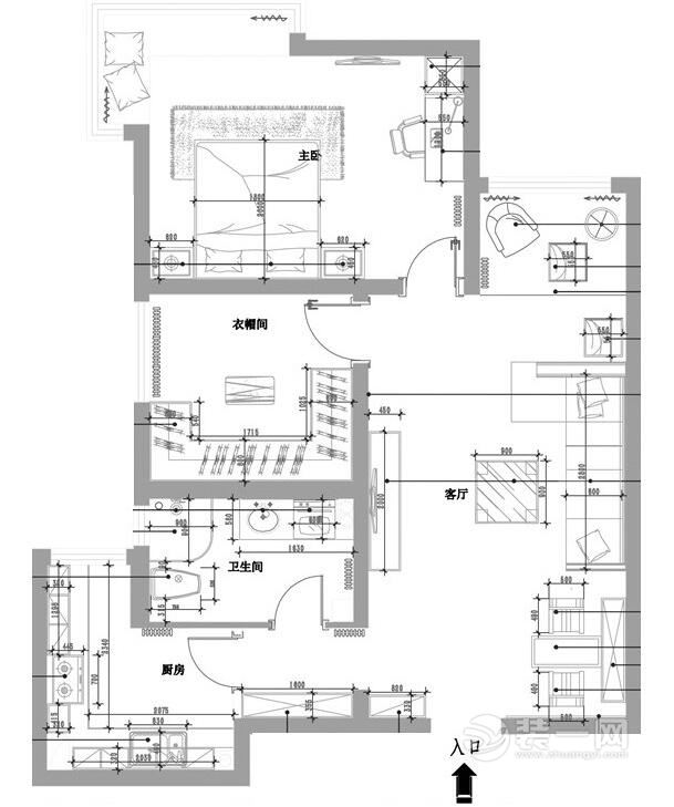 129平米二居室户型图