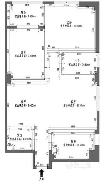 116平米二居室户型图