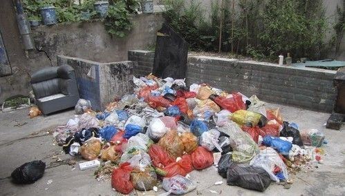 武汉一小区居民随意扔垃圾 生活及装修垃圾堆满道路