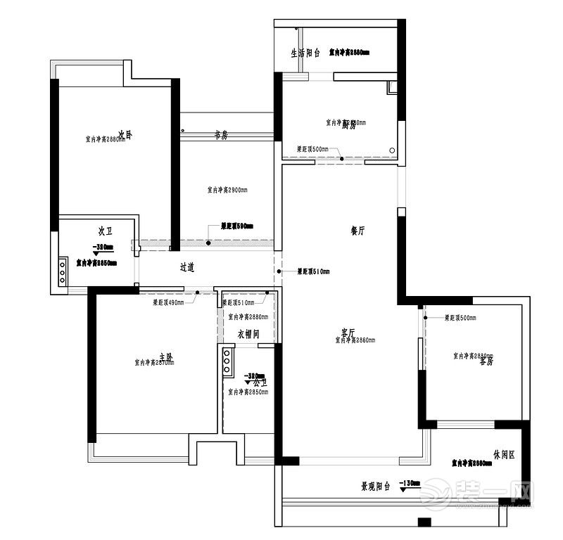 156平米二居室户型图