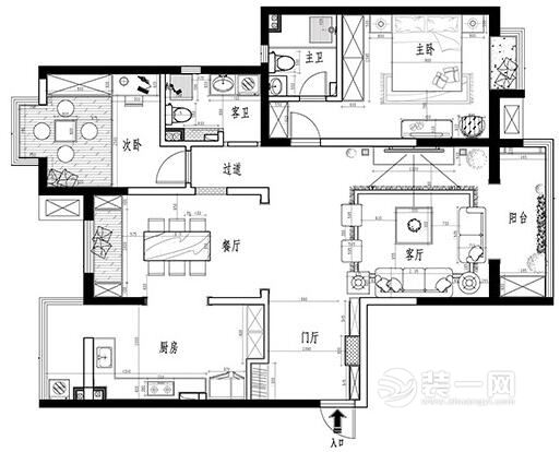 140平米二居室户型图
