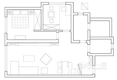 100平米二居室户型图