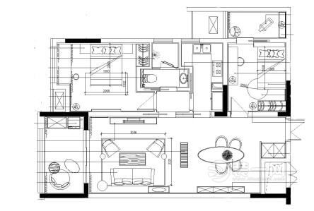 98平米二居室户型图