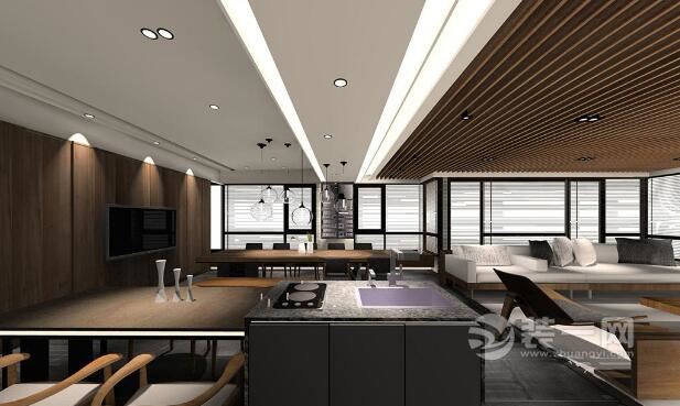 300平米别墅设计图 成都装修公司开放式厨房装修效果图