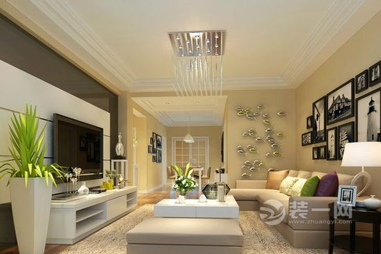 简洁硬朗家居空间 时尚客厅六安装饰设计