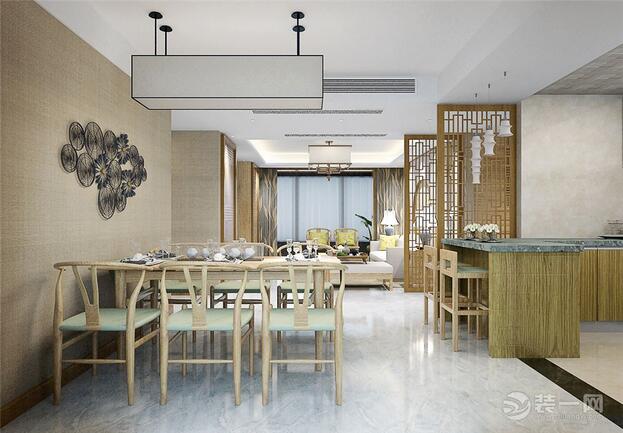 秦皇岛装修 160平米新中式风格装修设计效果图 餐厅