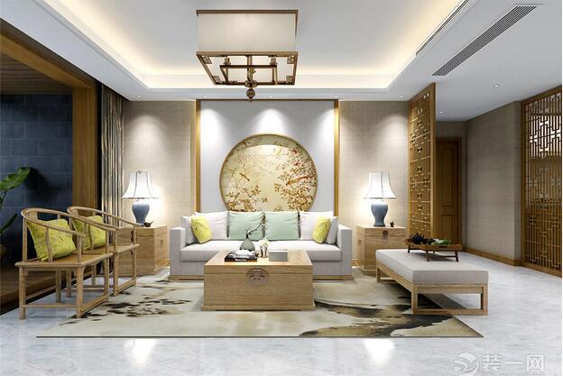秦皇岛装修 160平米新中式风格装修设计效果图 客厅