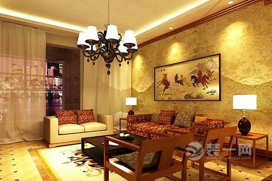 中式风格沙发背景墙装饰效果图