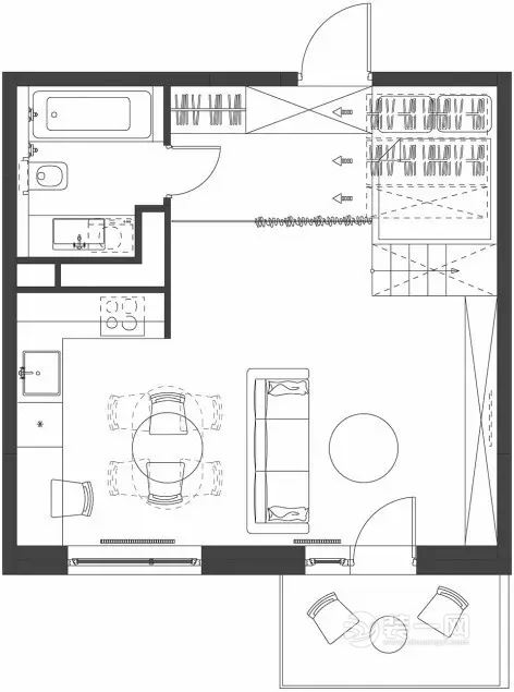 35平米Loft公寓装修平面图