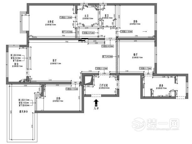 169平米三居室户型图