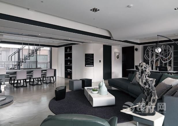 现代灰色调装修效果图 上海装修网三室两厅设计案例