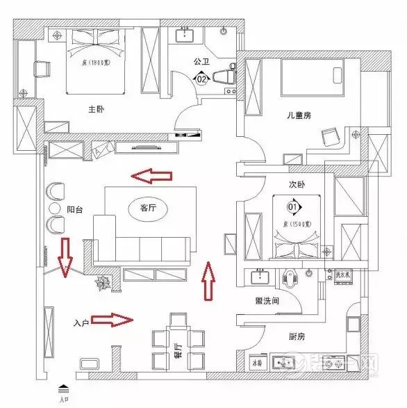 室内装修动线布局效果图