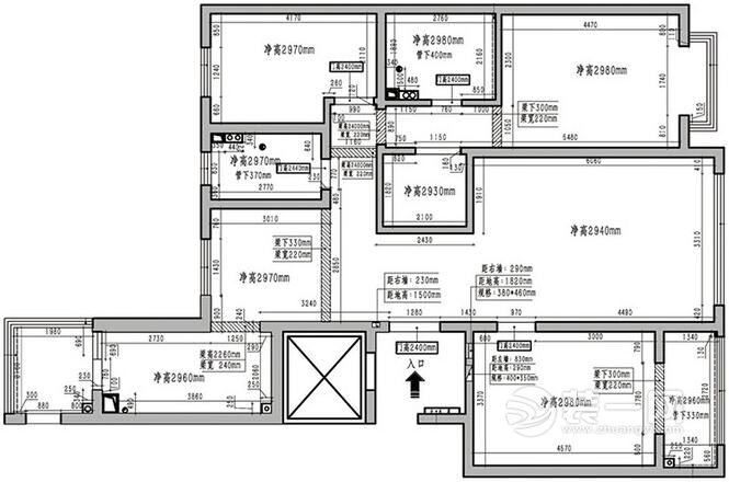 170平米三居室户型图