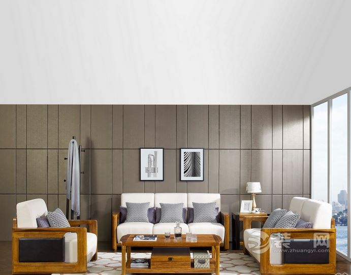 石家庄装饰公司推荐纯色系沙发茶几组合 纯色系沙发茶几组合效果图