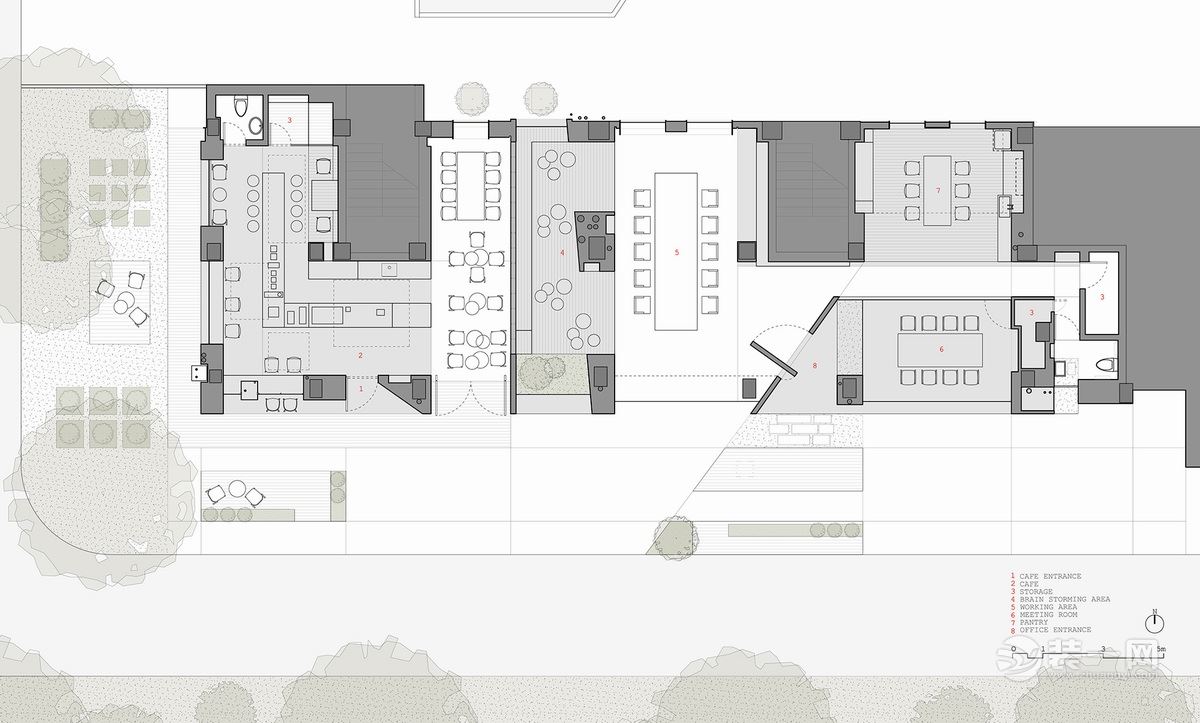 旧宅改造成工作室和咖啡馆 白色体块创作宁静空间