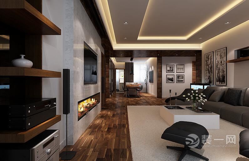 现代木质简约风格客厅装修设计效果图