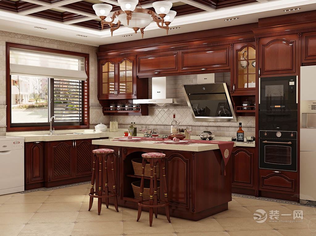 美式风格整体厨房装修设计效果图