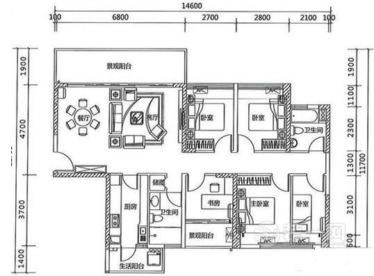五室两厅装修效果图 深圳装修公司分享140平米现代简约风格装修效果图