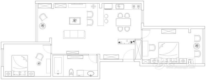 120平米二居室户型图