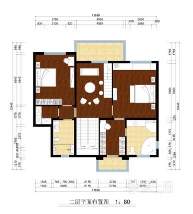 366㎡欧式豪宅别墅装修二层平面图