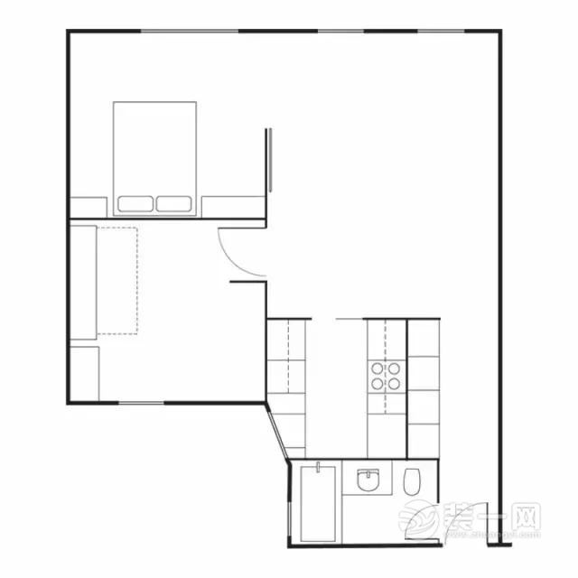 55平米一居改两房平面设计效果图