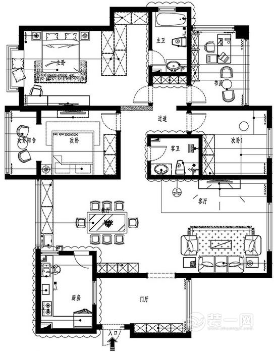 160平米四居室户型图