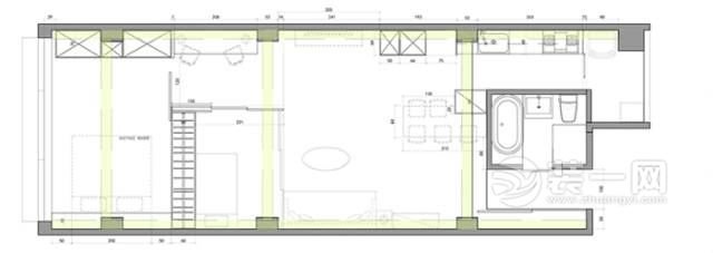 66平米loft简约风格住宅平面设计图