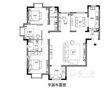 108平面三居室 全包8万装修中式风格