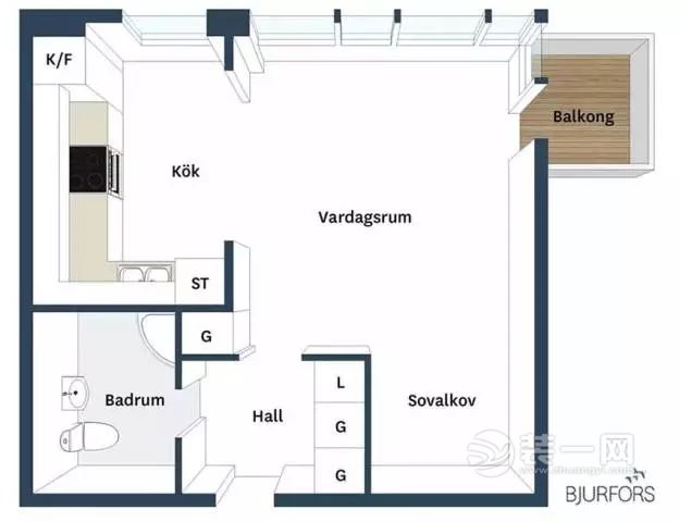 36平米北欧风格单身公寓装修效果图