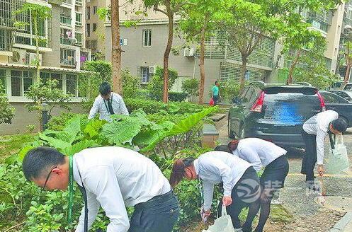 某中介人员进入翔鹭花城小区捡垃圾